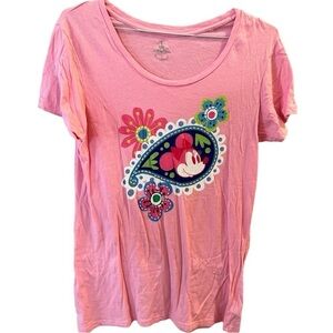 Disney Parks Retro Mickey Pink Shirt Size Large